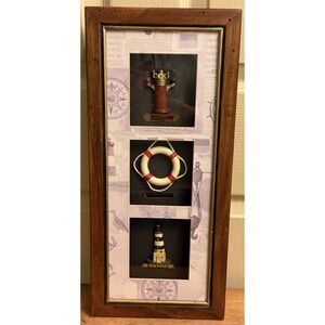 Vintage American nautical themed Framed Shadow Box Bodie Island, Binnacle, Buoy